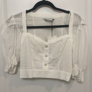 Zara White Pearl Top